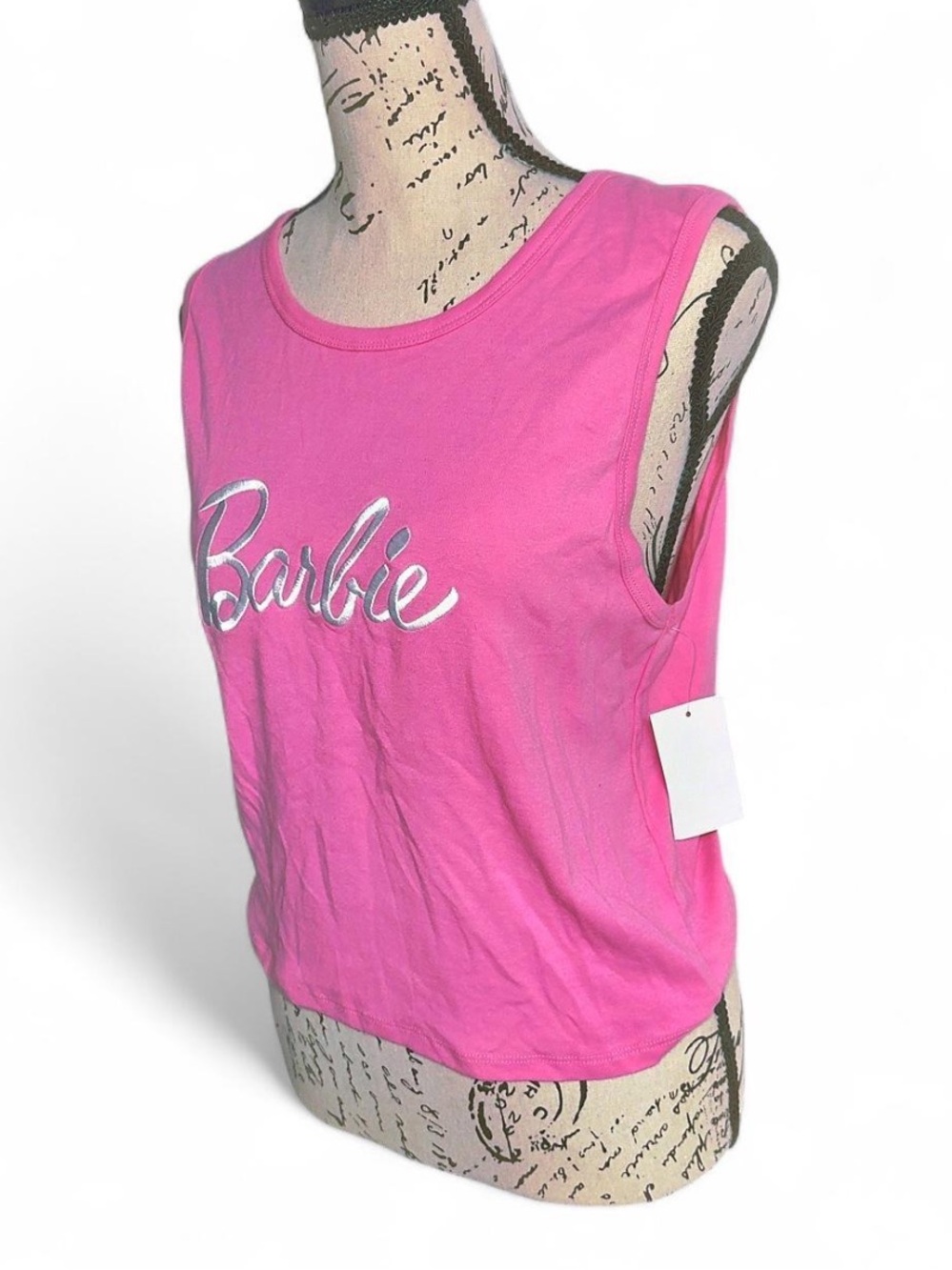 New with tags Juniors' Barbie® Classic Embroidered Logo Graphic Tank Top XL - Picture 4 of 7